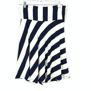 Gap Pull On Waist Jersey Knit A-Line Skirt Womens Sz S Navy Blue White Stripe